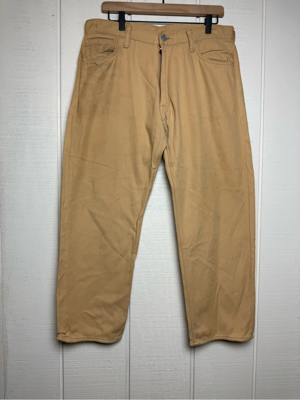 Evisu Fairway Genes Khaki Selvedge Jeans Pink Seagull Made Japan Men’s 35x31